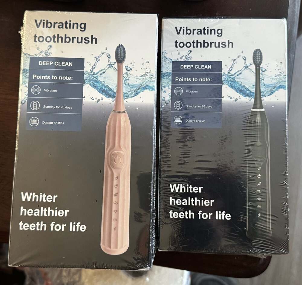 Set of 2 Vibrating Electric Toothbrushes Deep Clean Dupont Bristles